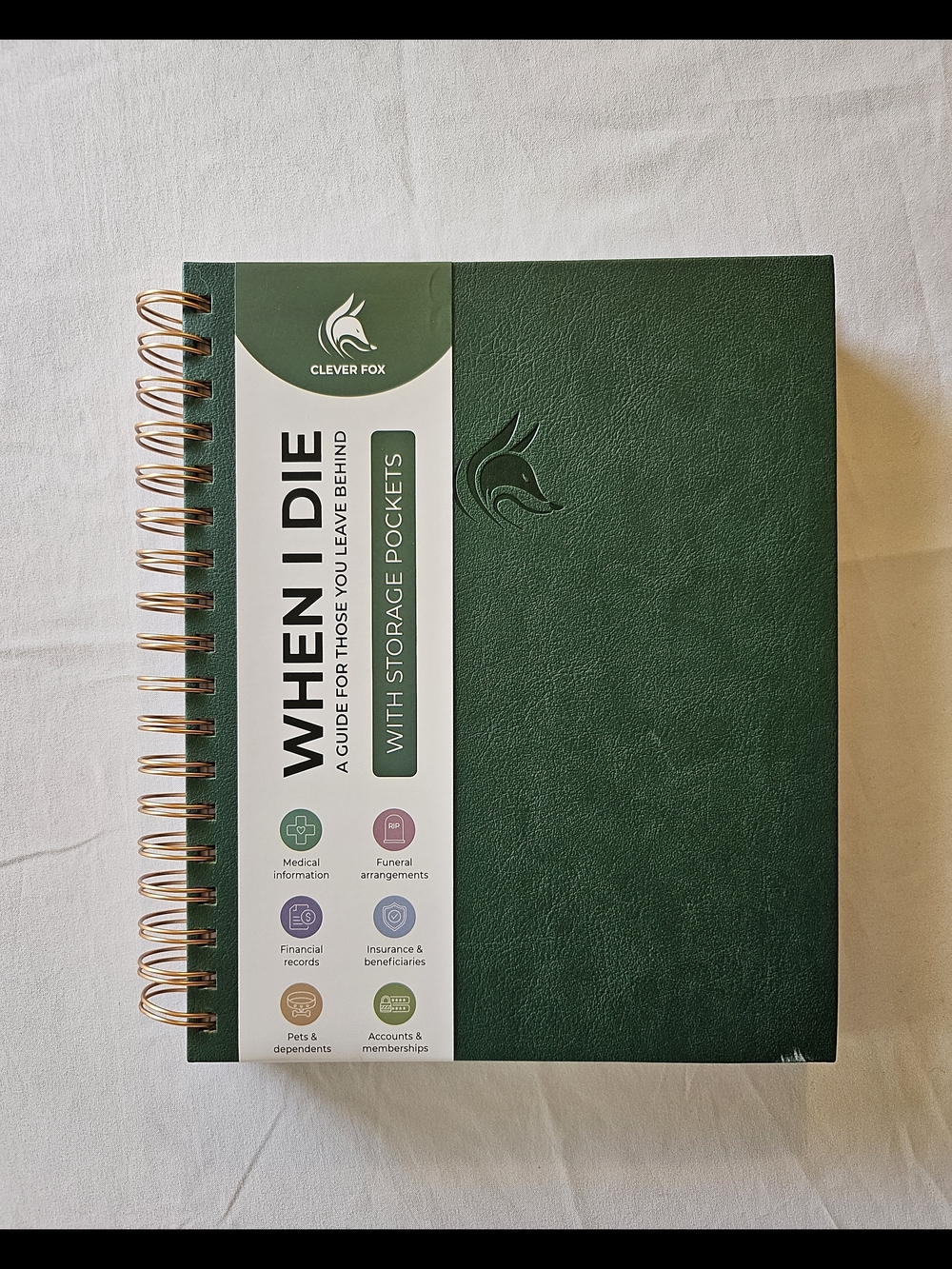 Clever Fox When I Die Planner With Storage Pockets Dark Green